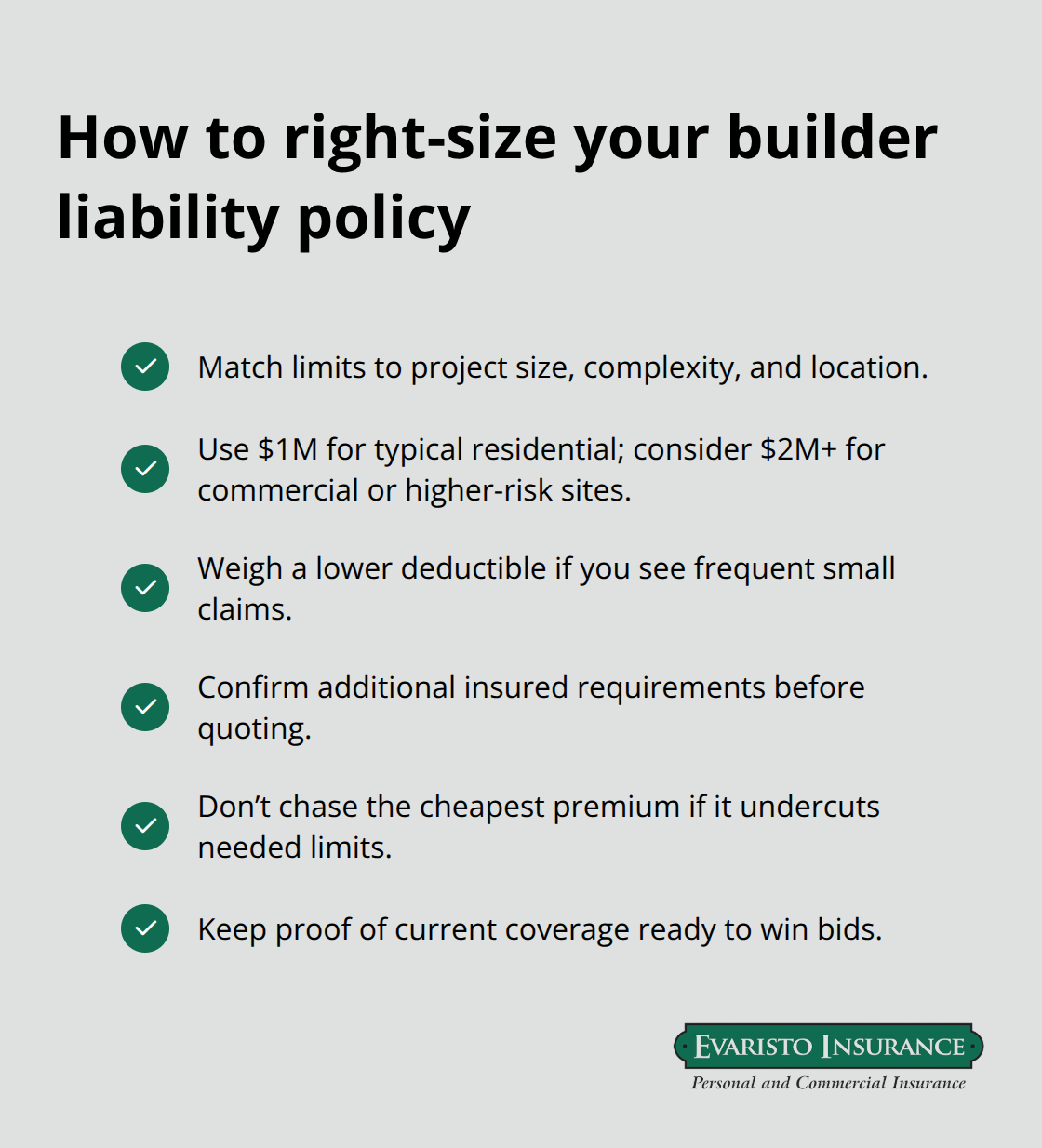 Checklist for selecting general liability limits, deductibles, and endorsements in Connecticut - Builder liability insurance CT
