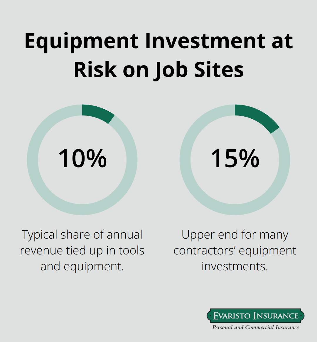 Chart showing typical share of annual revenue tied up in contractor tools and equipment.