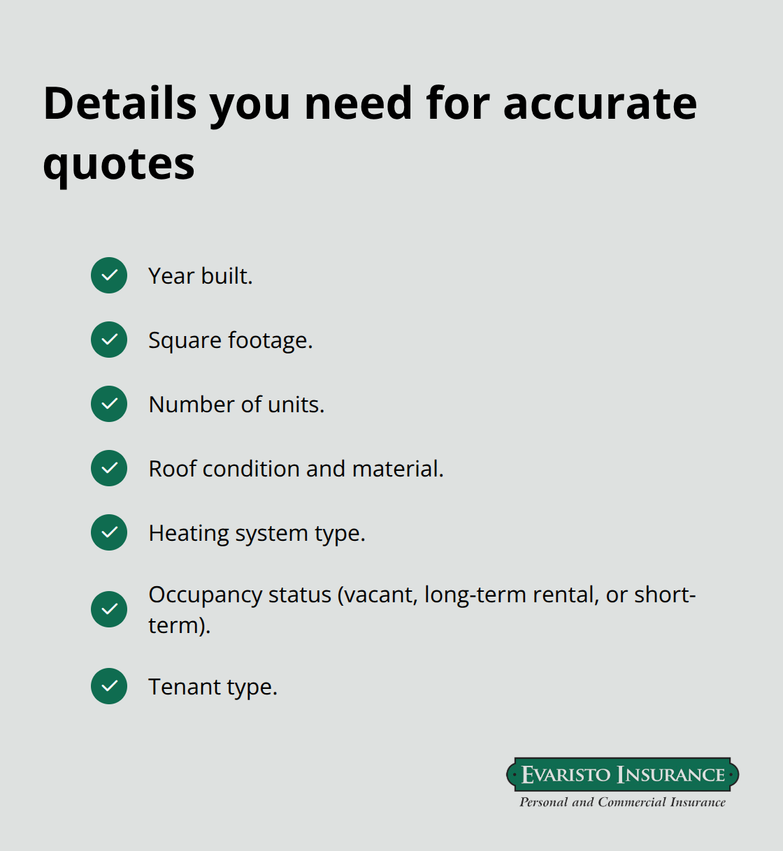 Checklist of property details to provide for precise landlord insurance quotes - Ellington CT landlord insurance